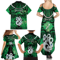 Personalised Maori Matariki Manaia Kakariki Family Matching Summer Maxi Dress and Hawaiian Shirt Maori Kowhaiwhai Pattern Galaxy