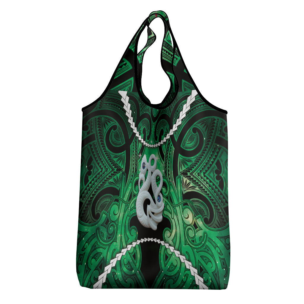 Maori Matariki Manaia Kakariki Grocery Bag Maori Kowhaiwhai Pattern Galaxy LT01 - Polynesian Pride