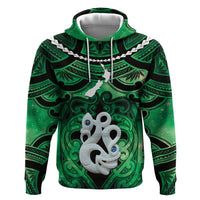 Personalised Maori Matariki Manaia Kakariki Hoodie Maori Kowhaiwhai Pattern Galaxy LT01 Pullover Hoodie Green - Polynesian Pride