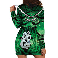 Personalised Maori Matariki Manaia Kakariki Hoodie Dress Maori Kowhaiwhai Pattern Galaxy LT01 - Polynesian Pride