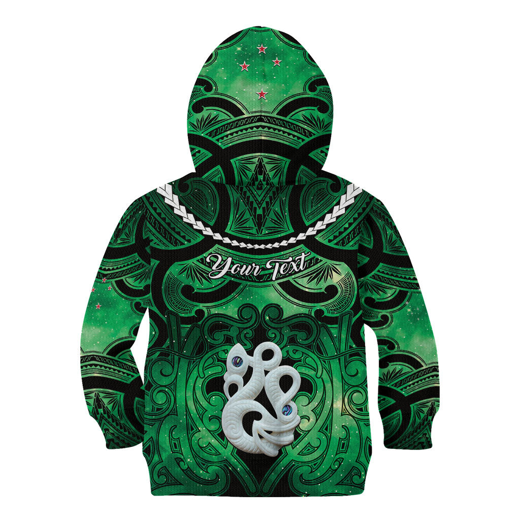 Personalised Maori Matariki Manaia Kakariki Kid Hoodie Maori Kowhaiwhai Pattern Galaxy