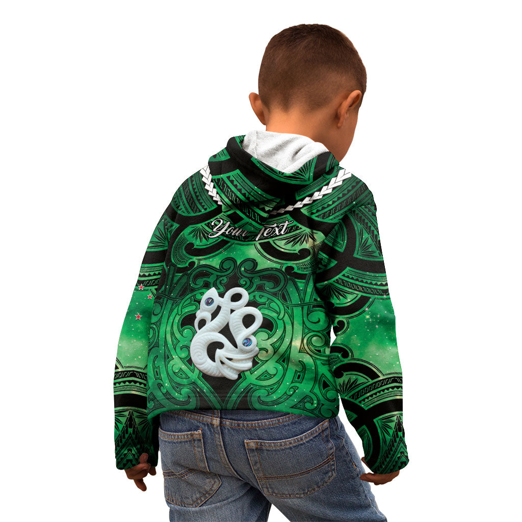 Personalised Maori Matariki Manaia Kakariki Kid Hoodie Maori Kowhaiwhai Pattern Galaxy
