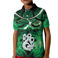 Personalised Maori Matariki Manaia Kakariki Kid Polo Shirt Maori Kowhaiwhai Pattern Galaxy