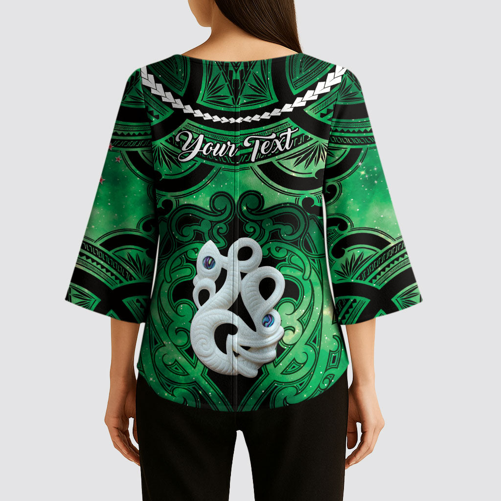Personalised Maori Matariki Manaia Kakariki Kimono Sleeve Blouse Maori Kowhaiwhai Pattern Galaxy