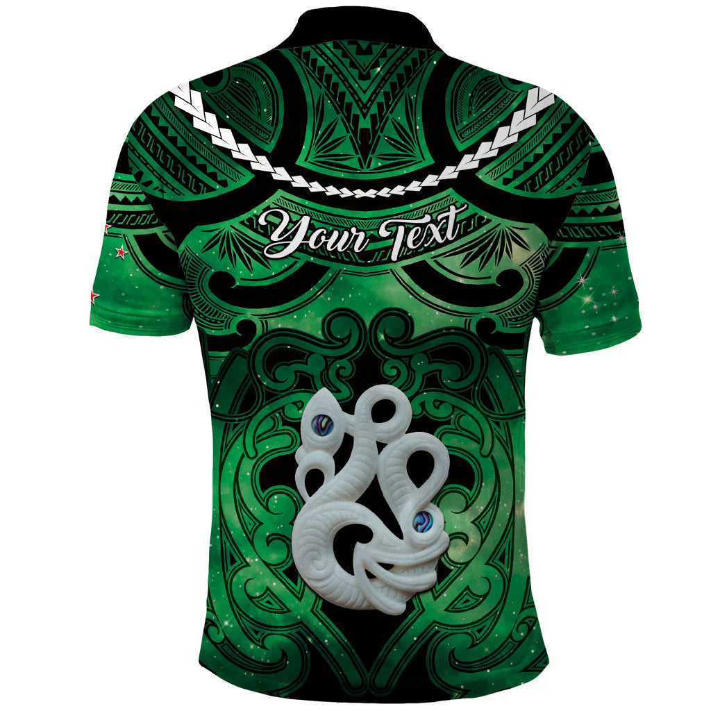 Personalised Maori Matariki Manaia Kakariki Polo Shirt Maori Kowhaiwhai Pattern Galaxy