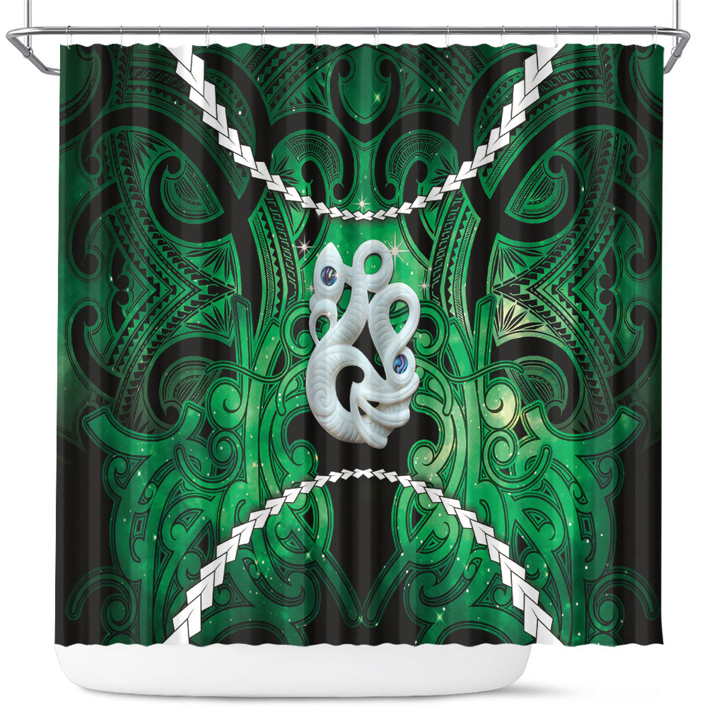 Maori Matariki Manaia Kakariki Shower Curtain Maori Kowhaiwhai Pattern Galaxy