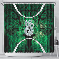 Maori Matariki Manaia Kakariki Shower Curtain Maori Kowhaiwhai Pattern Galaxy