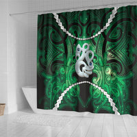 Maori Matariki Manaia Kakariki Shower Curtain Maori Kowhaiwhai Pattern Galaxy