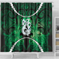 Maori Matariki Manaia Kakariki Shower Curtain Maori Kowhaiwhai Pattern Galaxy