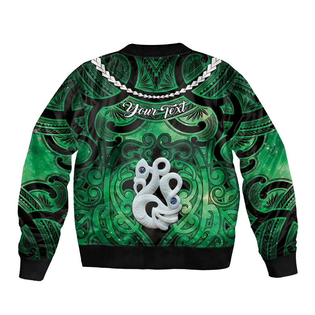 Personalised Maori Matariki Manaia Kakariki Sleeve Zip Bomber Jacket Maori Kowhaiwhai Pattern Galaxy LT01 - Polynesian Pride