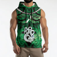 Personalised Maori Matariki Manaia Kakariki Sleeveless Hoodie Maori Kowhaiwhai Pattern Galaxy