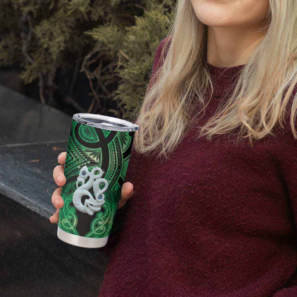 Personalised Maori Matariki Manaia Kakariki Tumbler Cup Maori Kowhaiwhai Pattern Galaxy LT01 - Polynesian Pride