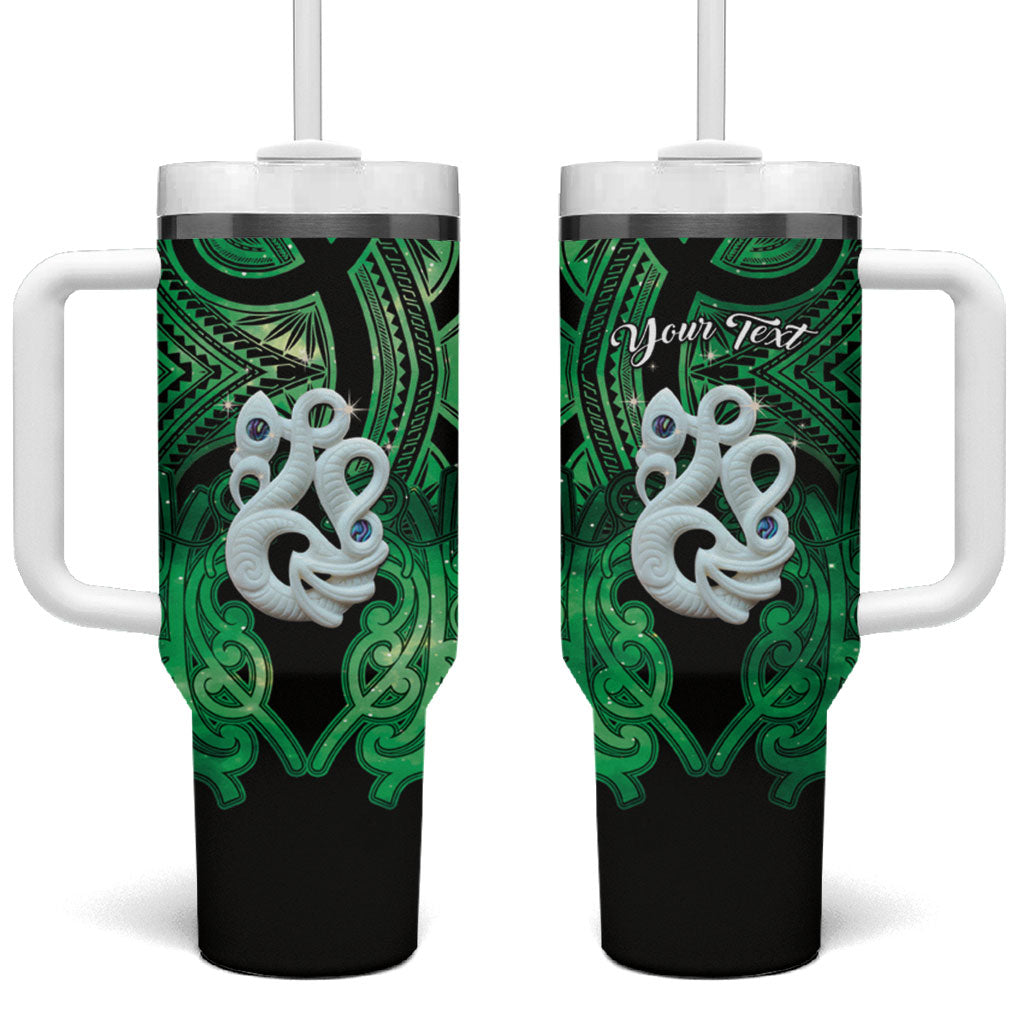 Personalised Maori Matariki Manaia Kakariki Tumbler With Handle Maori Kowhaiwhai Pattern Galaxy