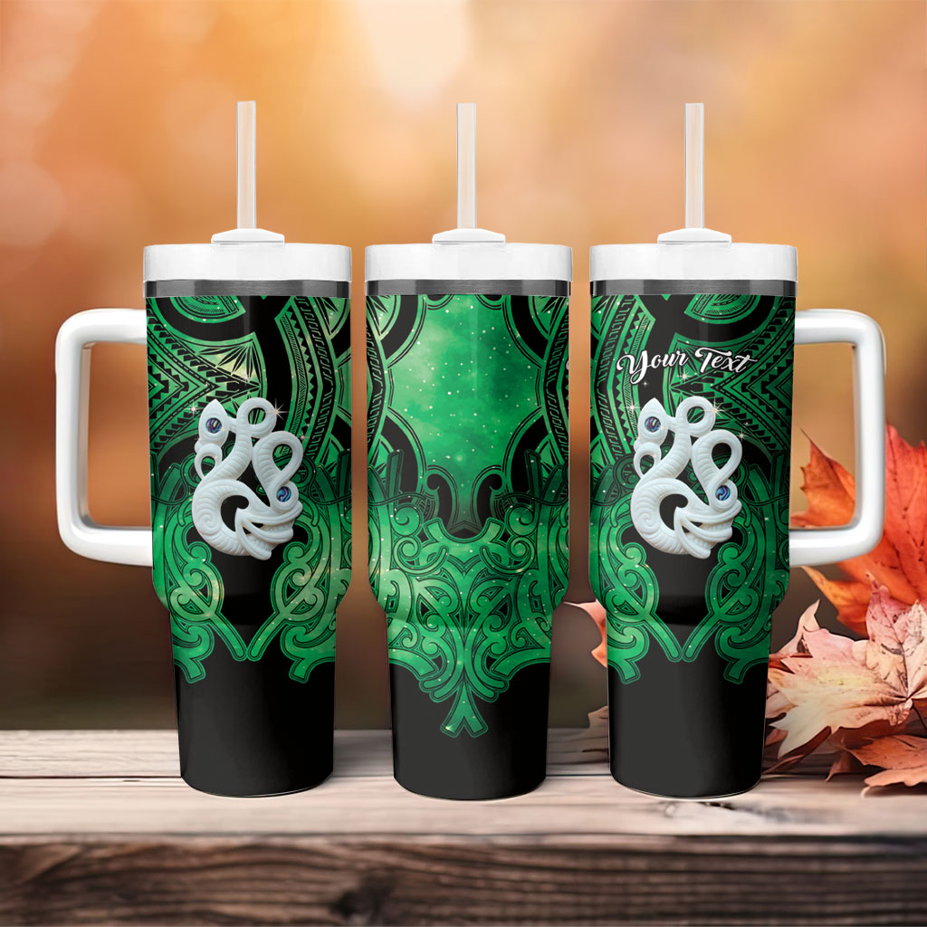 Personalised Maori Matariki Manaia Kakariki Tumbler With Handle Maori Kowhaiwhai Pattern Galaxy