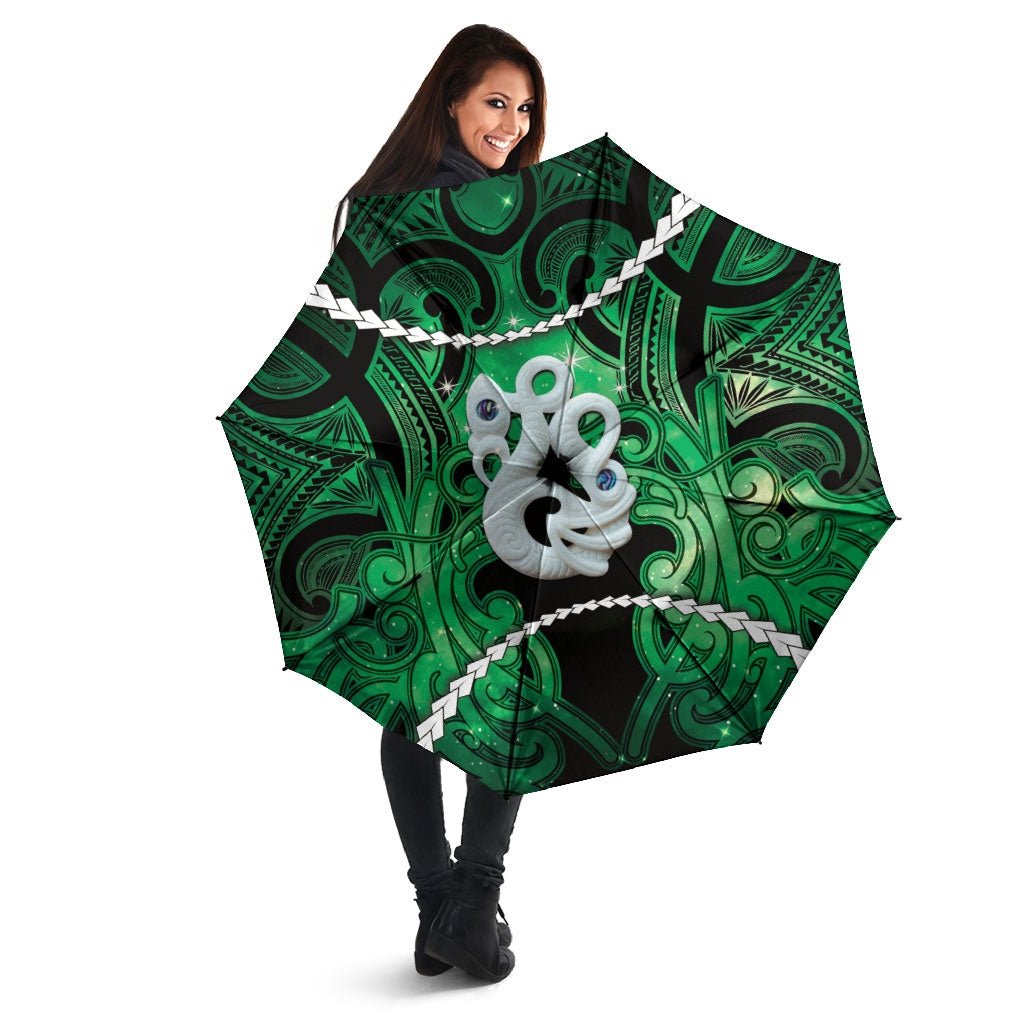 Maori Matariki Manaia Kakariki Umbrella Maori Kowhaiwhai Pattern Galaxy LT01 - Polynesian Pride