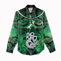 Personalised Maori Matariki Manaia Kakariki Women Casual Shirt Maori Kowhaiwhai Pattern Galaxy LT01 - Polynesian Pride
