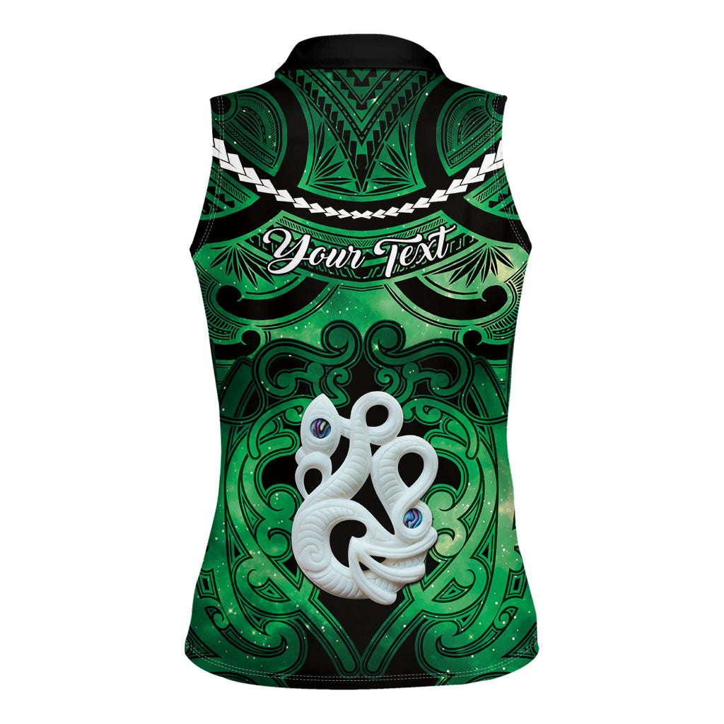 Personalised Maori Matariki Manaia Kakariki Women Sleeveless Polo Shirt Maori Kowhaiwhai Pattern Galaxy LT01 - Polynesian Pride