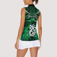 Personalised Maori Matariki Manaia Kakariki Women Sleeveless Polo Shirt Maori Kowhaiwhai Pattern Galaxy LT01 - Polynesian Pride