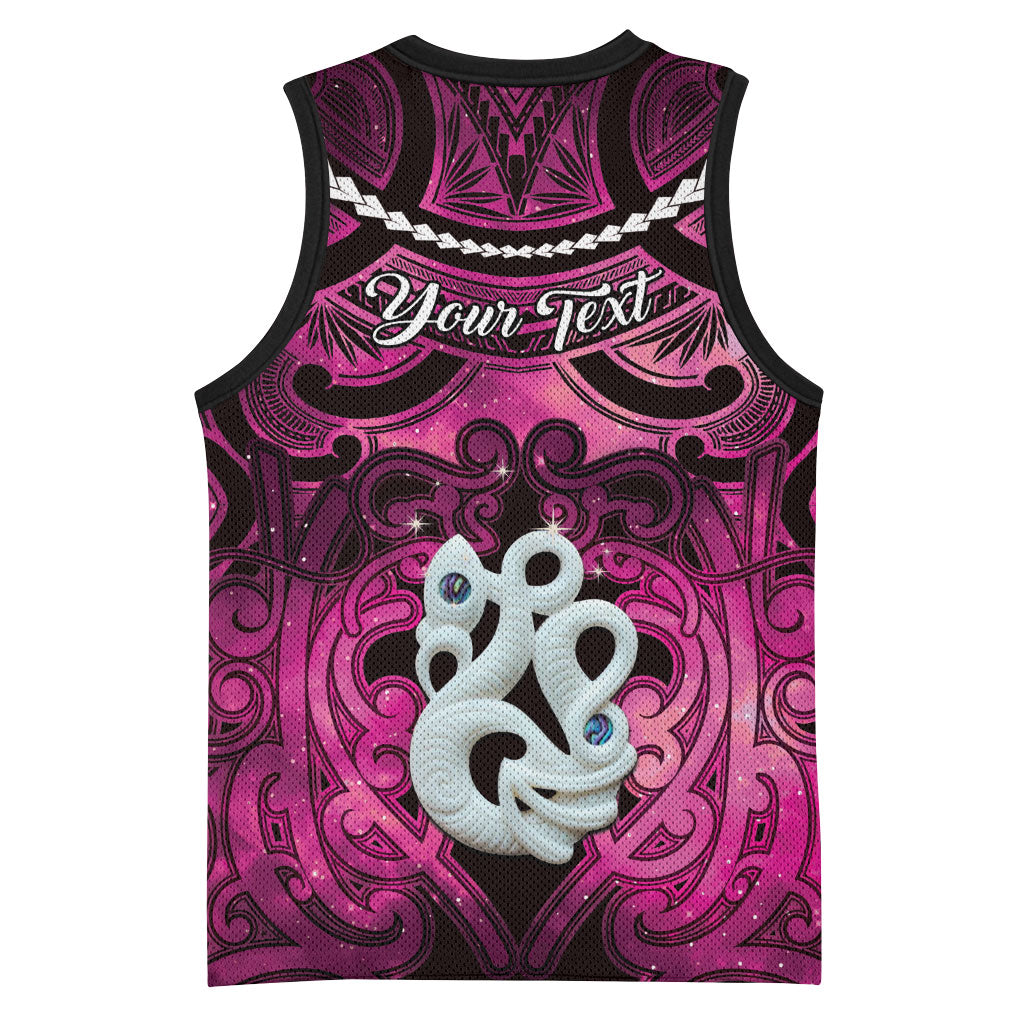 Personalised Maori Matariki Manaia Mawhero Basketball Jersey Maori Kowhaiwhai Pattern Galaxy