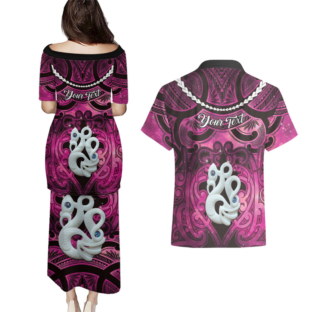 Personalised Maori Matariki Manaia Mawhero Couples Matching Puletasi and Hawaiian Shirt Maori Kowhaiwhai Pattern Galaxy LT01 - Polynesian Pride