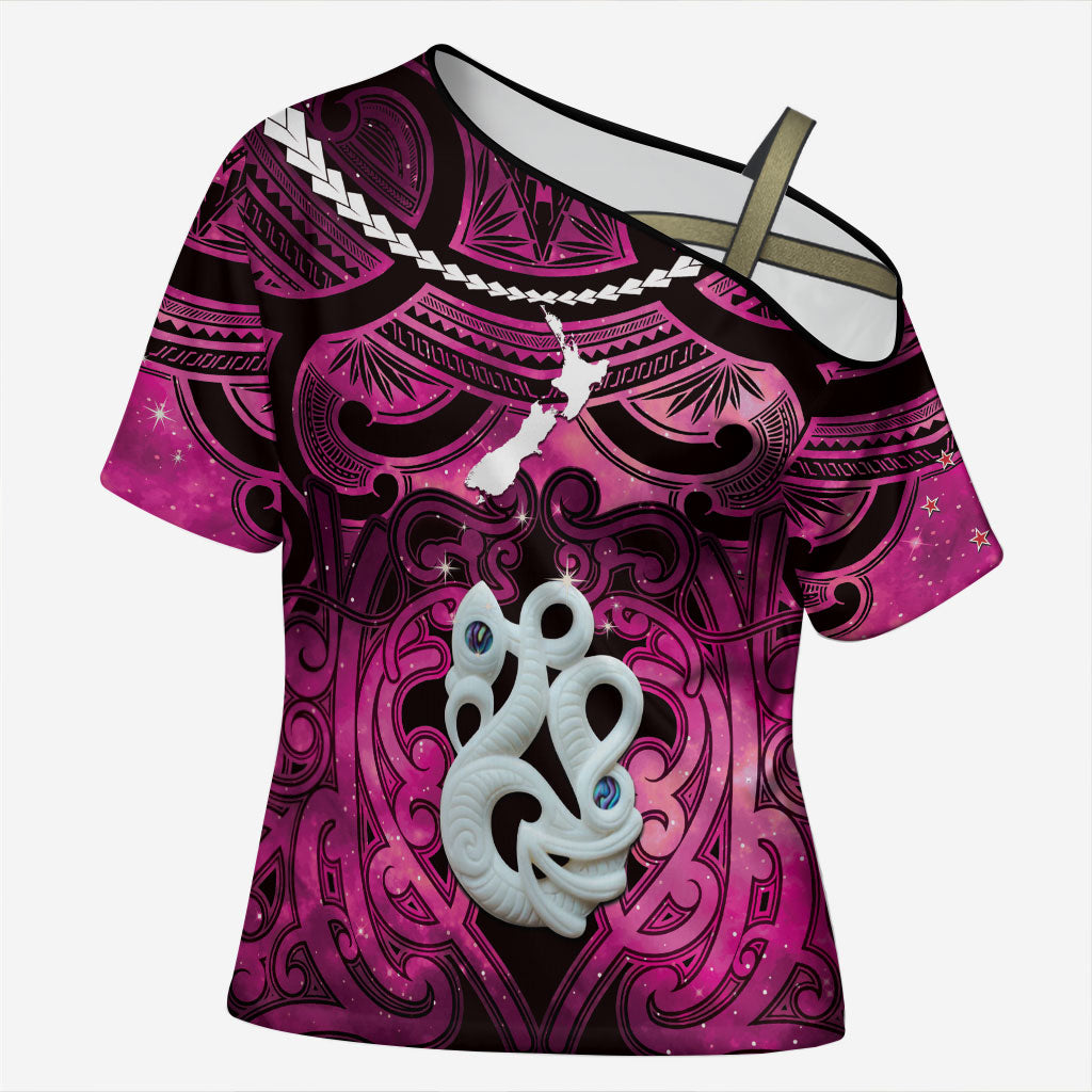 Personalised Maori Matariki Manaia Mawhero Cross Shoulder Shirt Maori Kowhaiwhai Pattern Galaxy