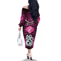 Personalised Maori Matariki Manaia Mawhero Family Matching Off The Shoulder Long Sleeve Dress and Hawaiian Shirt Maori Kowhaiwhai Pattern Galaxy LT01 - Polynesian Pride