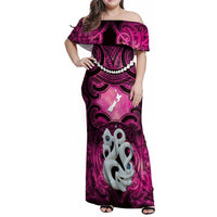Personalised Maori Matariki Manaia Mawhero Family Matching Off Shoulder Maxi Dress and Hawaiian Shirt Maori Kowhaiwhai Pattern Galaxy