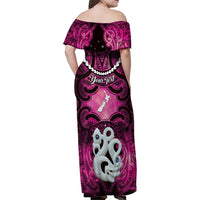 Personalised Maori Matariki Manaia Mawhero Family Matching Off Shoulder Maxi Dress and Hawaiian Shirt Maori Kowhaiwhai Pattern Galaxy