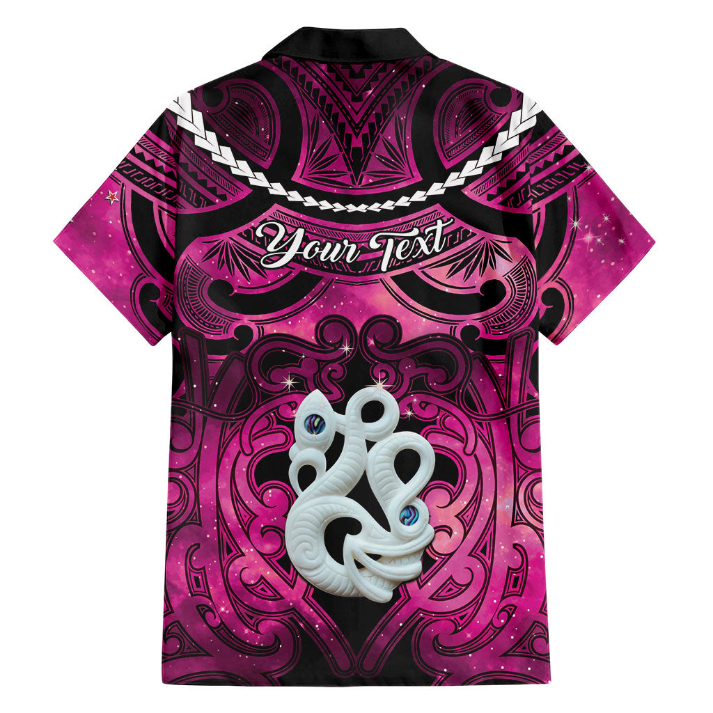 Personalised Maori Matariki Manaia Mawhero Family Matching Off Shoulder Short Dress and Hawaiian Shirt Maori Kowhaiwhai Pattern Galaxy LT01 - Polynesian Pride