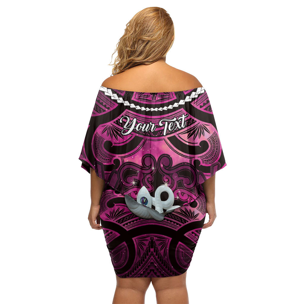 Personalised Maori Matariki Manaia Mawhero Off Shoulder Short Dress Maori Kowhaiwhai Pattern Galaxy