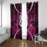 Maori Matariki Manaia Mawhero Window Curtain Maori Kowhaiwhai Pattern Galaxy LT01 With Grommets Pink - Polynesian Pride