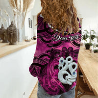 Personalised Maori Matariki Manaia Mawhero Women Casual Shirt Maori Kowhaiwhai Pattern Galaxy LT01 - Polynesian Pride