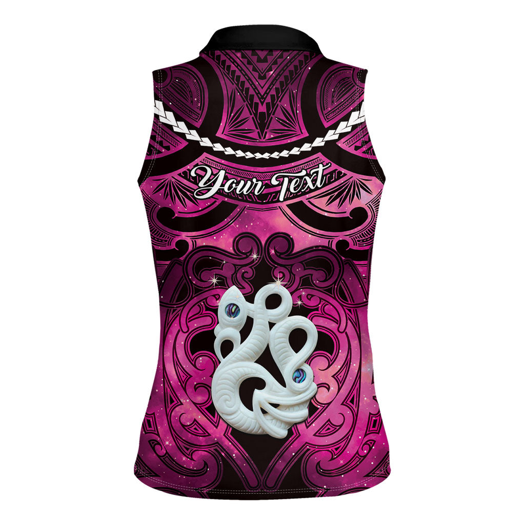Personalised Maori Matariki Manaia Mawhero Women Sleeveless Polo Shirt Maori Kowhaiwhai Pattern Galaxy LT01 - Polynesian Pride