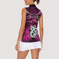 Personalised Maori Matariki Manaia Mawhero Women Sleeveless Polo Shirt Maori Kowhaiwhai Pattern Galaxy LT01 - Polynesian Pride