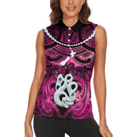 Personalised Maori Matariki Manaia Mawhero Women Sleeveless Polo Shirt Maori Kowhaiwhai Pattern Galaxy LT01 - Polynesian Pride