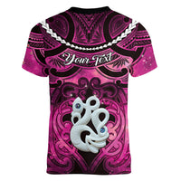 Personalised Maori Matariki Manaia Mawhero Women V-Neck T-Shirt Maori Kowhaiwhai Pattern Galaxy LT01 - Polynesian Pride