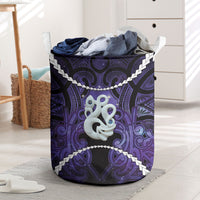 Maori Matariki Manaia Waiporoporo Laundry Basket Maori Kowhaiwhai Pattern Galaxy LT01 Purple - Polynesian Pride