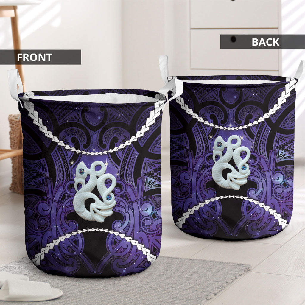 Maori Matariki Manaia Waiporoporo Laundry Basket Maori Kowhaiwhai Pattern Galaxy LT01 - Polynesian Pride