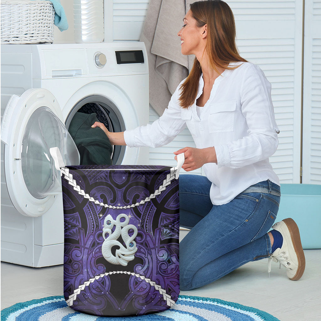 Maori Matariki Manaia Waiporoporo Laundry Basket Maori Kowhaiwhai Pattern Galaxy LT01 - Polynesian Pride