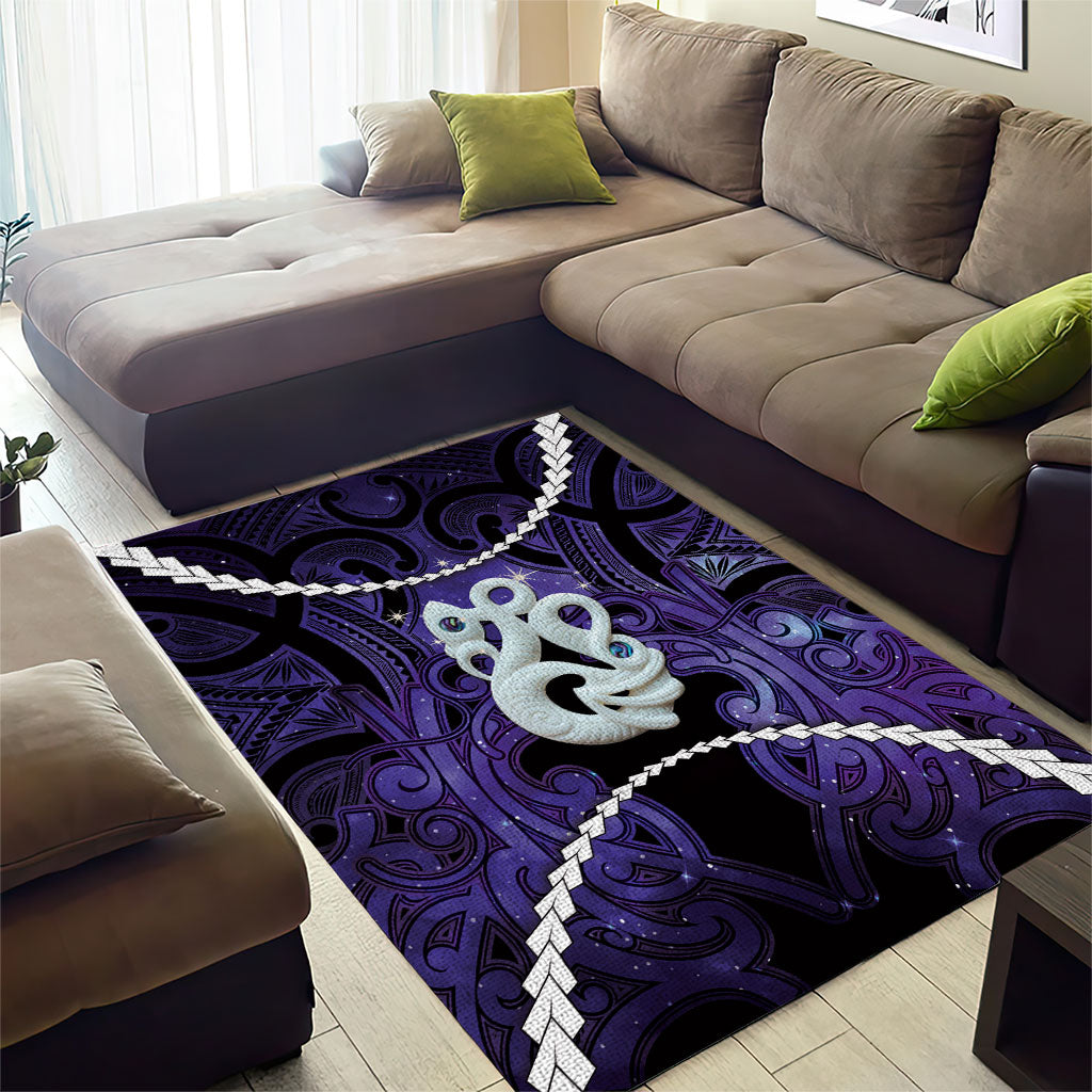 Maori Matariki Manaia Waiporoporo Area Rug Maori Kowhaiwhai Pattern Galaxy