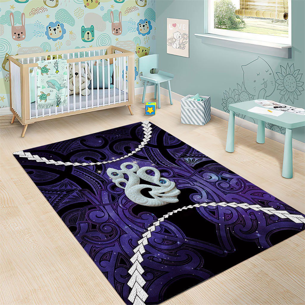 Maori Matariki Manaia Waiporoporo Area Rug Maori Kowhaiwhai Pattern Galaxy