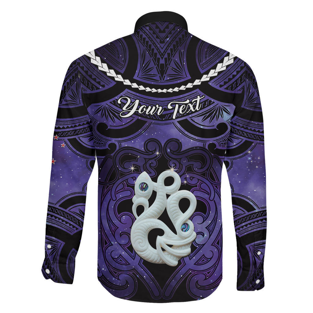 Personalised Maori Matariki Manaia Waiporoporo Family Matching Long Sleeve Bodycon Dress and Hawaiian Shirt Maori Kowhaiwhai Pattern Galaxy LT01 - Polynesian Pride