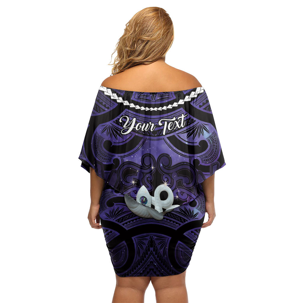 Personalised Maori Matariki Manaia Waiporoporo Family Matching Off Shoulder Short Dress and Hawaiian Shirt Maori Kowhaiwhai Pattern Galaxy LT01 - Polynesian Pride