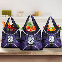 Maori Matariki Manaia Waiporoporo Grocery Bag Maori Kowhaiwhai Pattern Galaxy