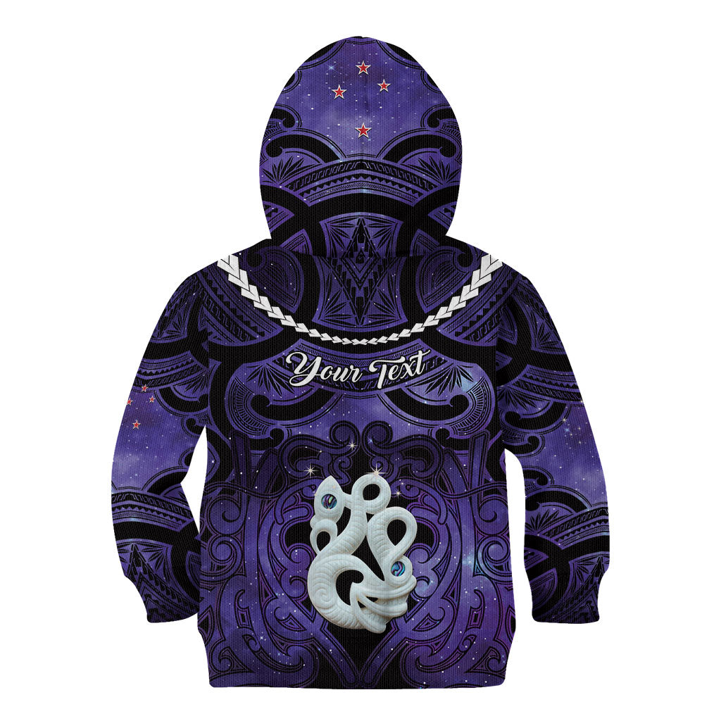 Personalised Maori Matariki Manaia Waiporoporo Kid Hoodie Maori Kowhaiwhai Pattern Galaxy
