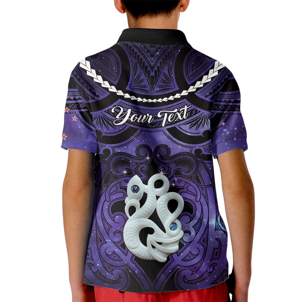 Personalised Maori Matariki Manaia Waiporoporo Kid Polo Shirt Maori Kowhaiwhai Pattern Galaxy