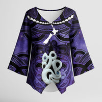 Personalised Maori Matariki Manaia Waiporoporo Kimono Sleeve Blouse Maori Kowhaiwhai Pattern Galaxy
