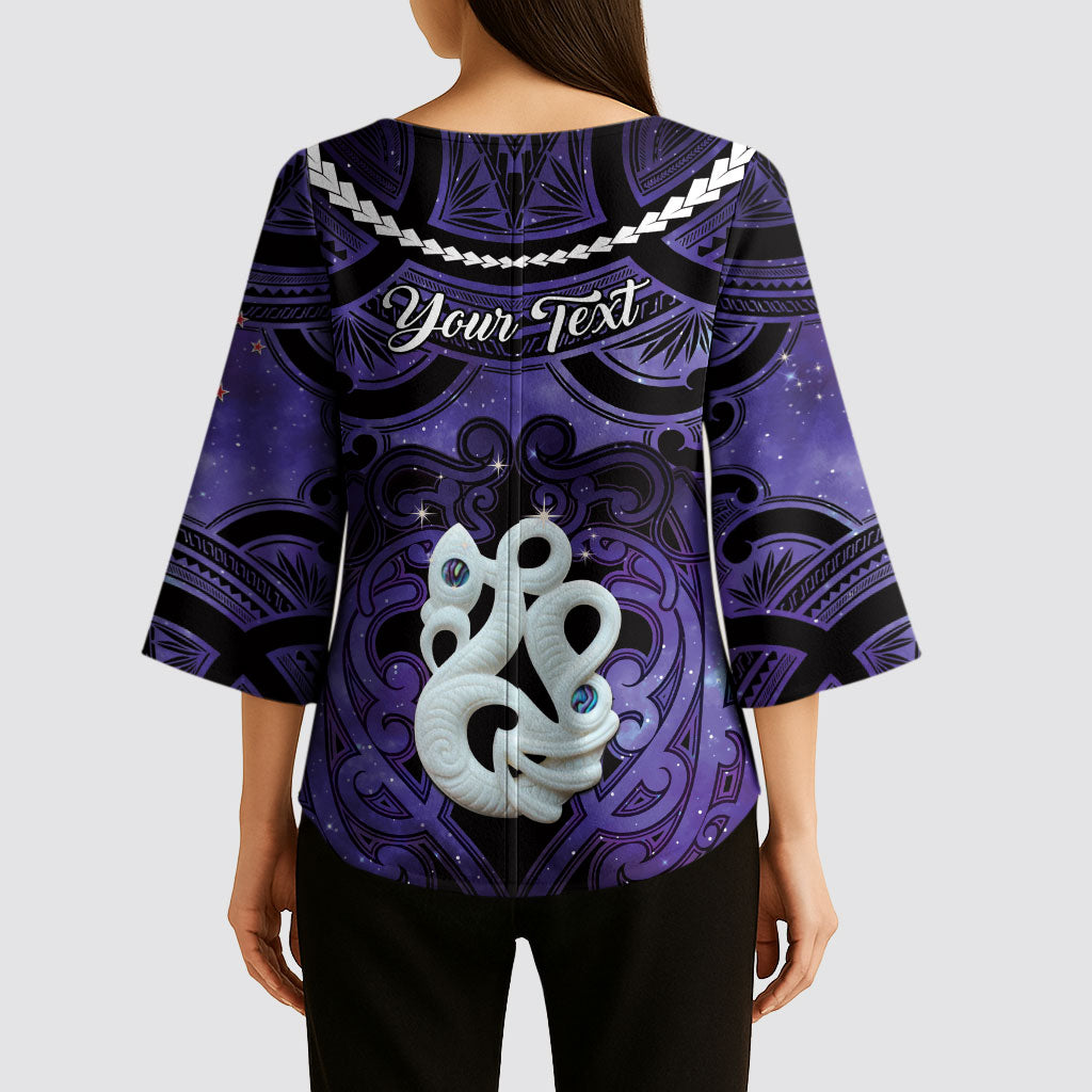 Personalised Maori Matariki Manaia Waiporoporo Kimono Sleeve Blouse Maori Kowhaiwhai Pattern Galaxy