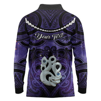 Personalised Maori Matariki Manaia Waiporoporo Long Sleeve Polo Shirt Maori Kowhaiwhai Pattern Galaxy LT01 - Polynesian Pride
