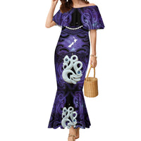 Personalised Maori Matariki Manaia Waiporoporo Mermaid Dress Maori Kowhaiwhai Pattern Galaxy LT01 Women Purple - Polynesian Pride